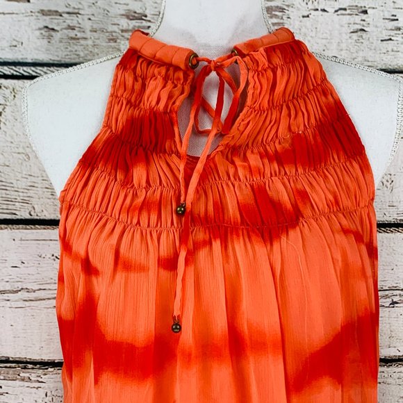 Adiva Women'a Sleeveless Orange Top Petite Medium - Picture 2 of 8